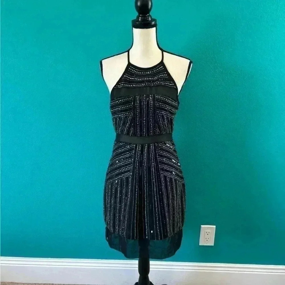 Parker Taha Beaded Halter black Dress in size xs